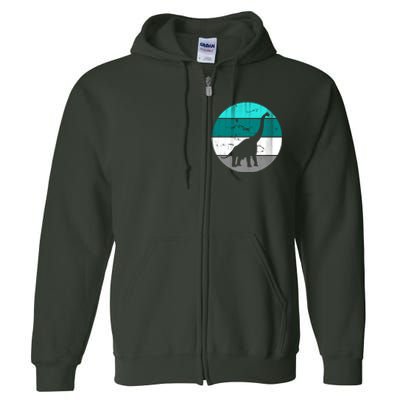 Dino Retro Vintage Brachiosaurus Full Zip Hoodie