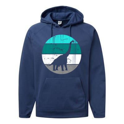 Dino Retro Vintage Brachiosaurus Performance Fleece Hoodie