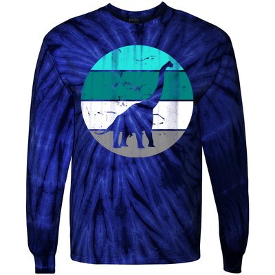 Dino Retro Vintage Brachiosaurus Tie-Dye Long Sleeve Shirt