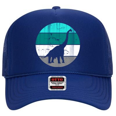 Dino Retro Vintage Brachiosaurus High Crown Mesh Back Trucker Hat