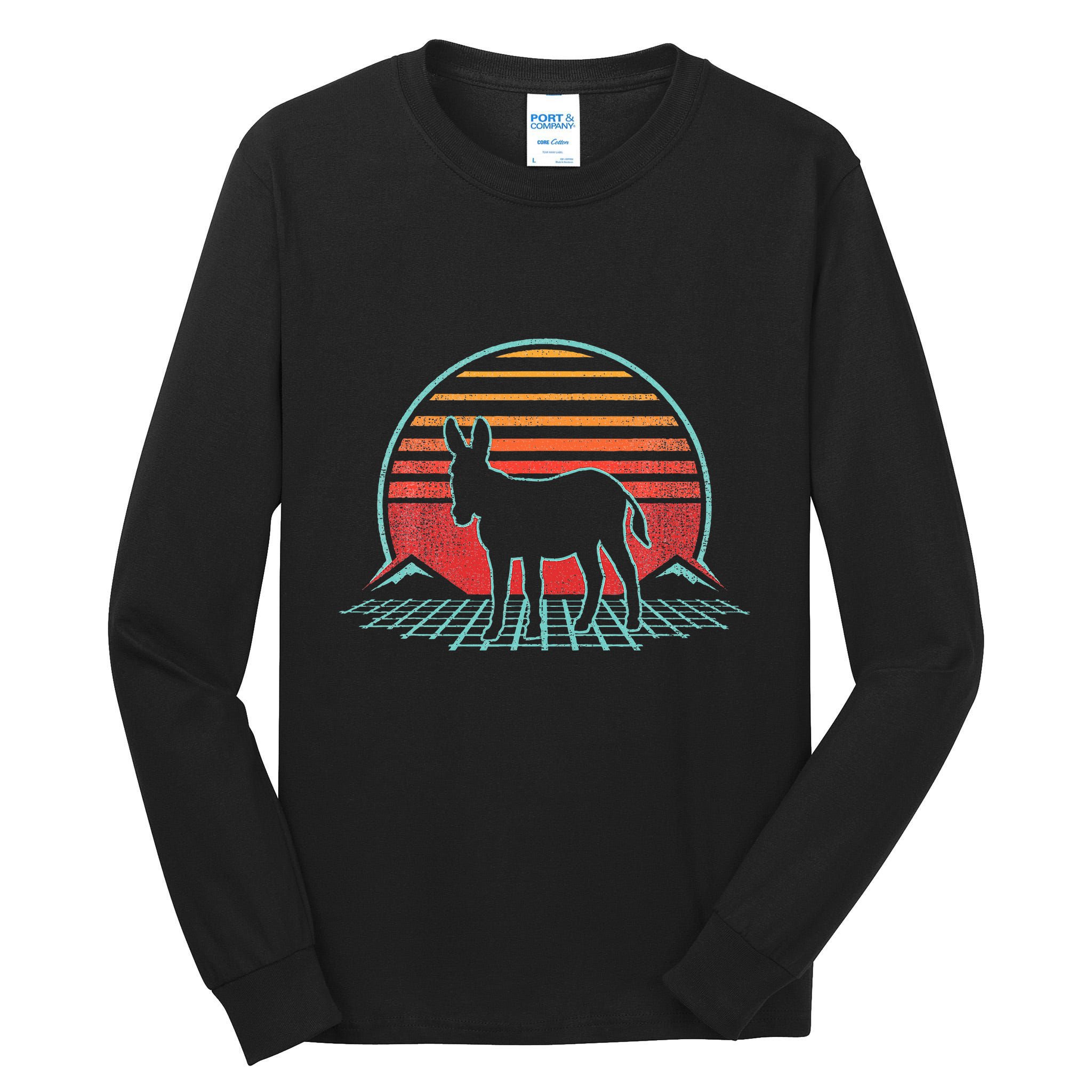 Donkey Retro Vintage 80s Style Animal Lover Tall Long Sleeve T-Shirt