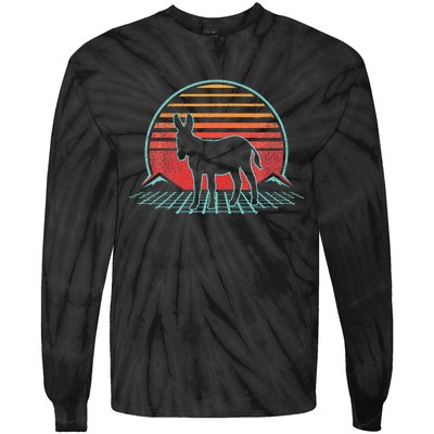 Donkey Retro Vintage 80s Style Animal Lover Tie-Dye Long Sleeve Shirt