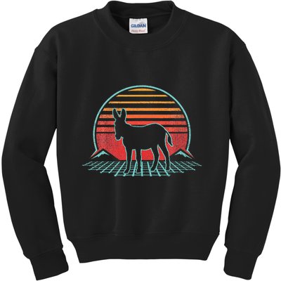 Donkey Retro Vintage 80s Style Animal Lover Kids Sweatshirt