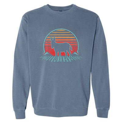 Donkey Retro Vintage 80s Style Animal Lover Garment-Dyed Sweatshirt