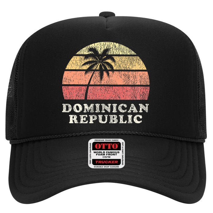 Dominican Republic Vintage 70s Retro Throwback Design High Crown Mesh Back Trucker Hat