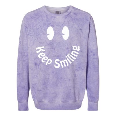 Devon Rodriguez Wearing Keep Smiling Colorblast Crewneck Sweatshirt