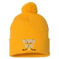 D.E.T.R.O.I.T Red Wings Stars Red Pom Pom 12in Knit Beanie