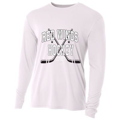 D.E.T.R.O.I.T Red Wings Stars Red Cooling Performance Long Sleeve Crew