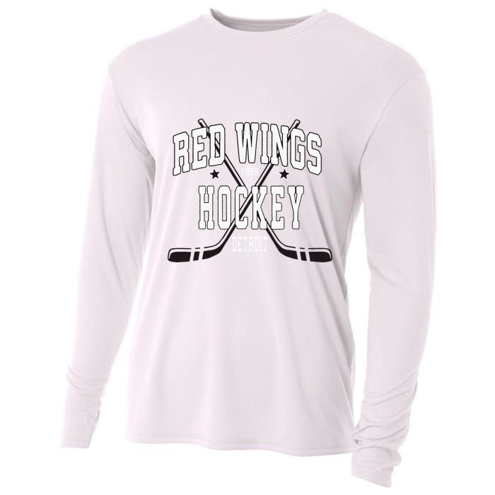 D.E.T.R.O.I.T Red Wings Stars Red Cooling Performance Long Sleeve Crew