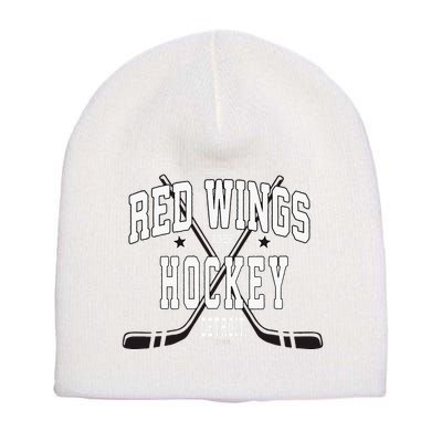 D.E.T.R.O.I.T Red Wings Stars Red Short Acrylic Beanie