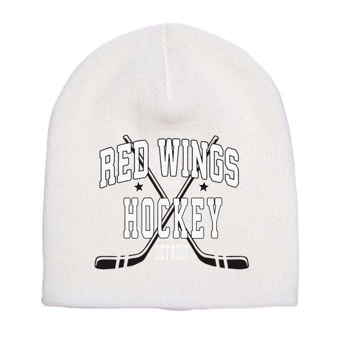 D.E.T.R.O.I.T Red Wings Stars Red Short Acrylic Beanie