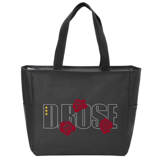 D. Rose With Three Yellow Stars Zip Tote Bag