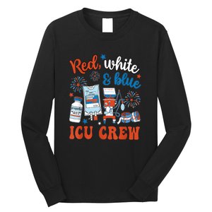 Day Red White Blue Icu Crew Icu Nurse 4th July Independence Gift Long Sleeve Shirt