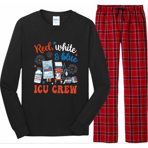 Day Red White Blue Icu Crew Icu Nurse 4th July Independence Gift Long Sleeve Pajama Set