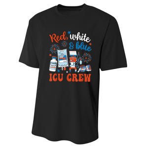 Day Red White Blue Icu Crew Icu Nurse 4th July Independence Gift Performance Sprint T-Shirt