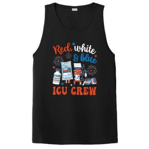 Day Red White Blue Icu Crew Icu Nurse 4th July Independence Gift PosiCharge Competitor Tank