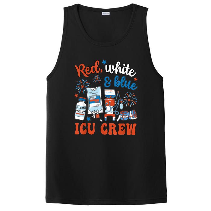 Day Red White Blue Icu Crew Icu Nurse 4th July Independence Gift PosiCharge Competitor Tank