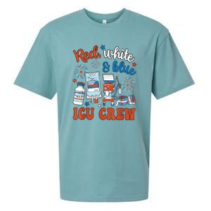 Day Red White Blue Icu Crew Icu Nurse 4th July Independence Gift Sueded Cloud Jersey T-Shirt