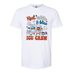 Day Red White Blue Icu Crew Icu Nurse 4th July Independence Gift Softstyle CVC T-Shirt