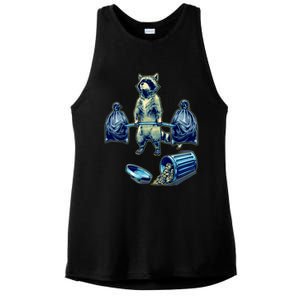 Deadlifting Raccoon Weightlifting Bodybuilding Fitness Gym Ladies PosiCharge Tri-Blend Wicking Tank