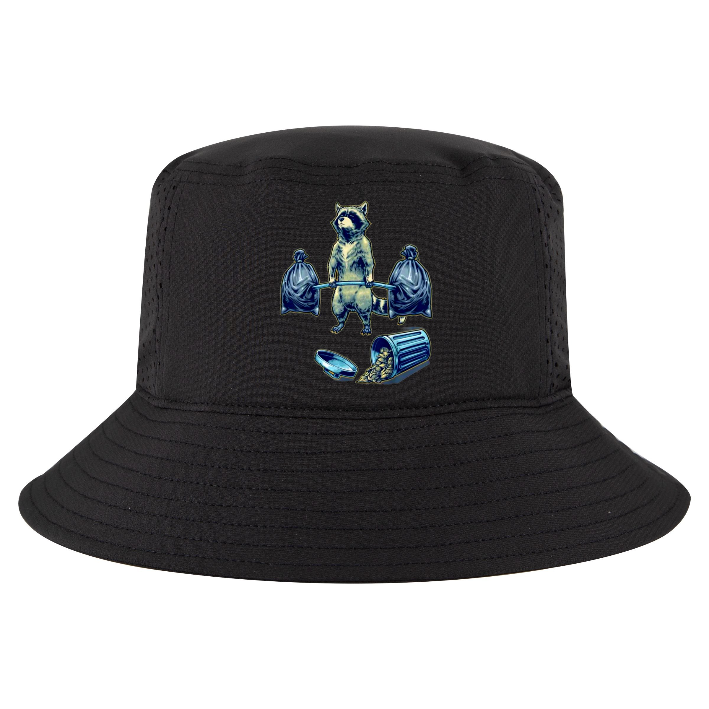 Deadlifting Raccoon Weightlifting Bodybuilding Fitness Gym Cool Comfort Performance Bucket Hat