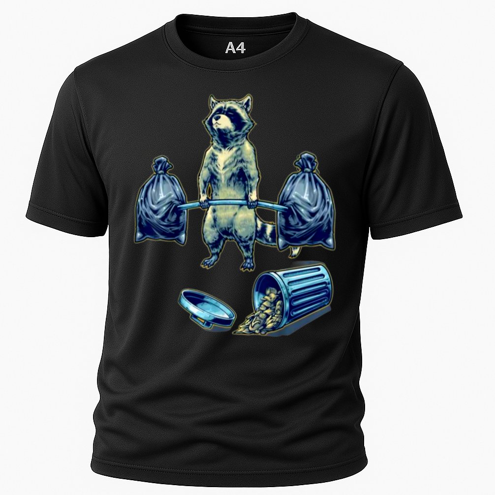 Deadlifting Raccoon Weightlifting Bodybuilding Fitness Gym Cooling Performance Crew T-Shirt