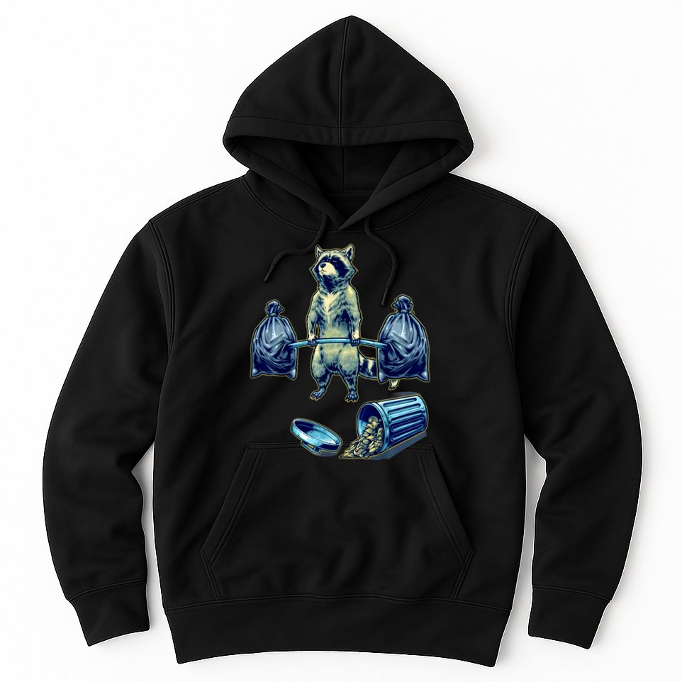 Deadlifting Raccoon Weightlifting Bodybuilding Fitness Gym Hoodie