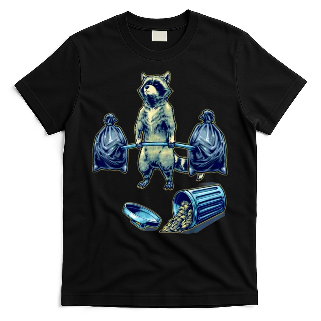 Deadlifting Raccoon Weightlifting Bodybuilding Fitness Gym T-Shirt