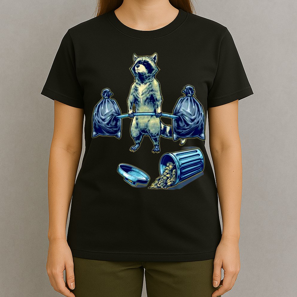 Deadlifting Raccoon Weightlifting Bodybuilding Fitness Gym T-Shirt