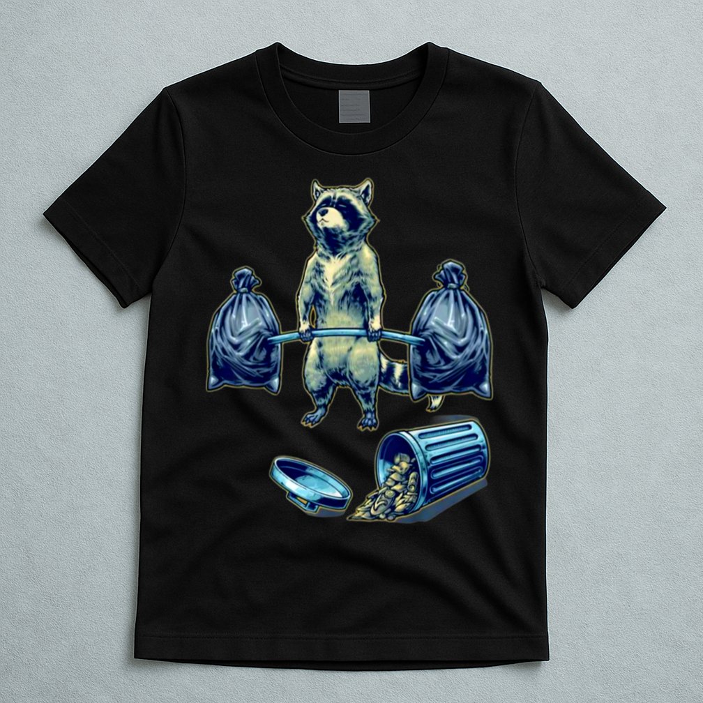 Deadlifting Raccoon Weightlifting Bodybuilding Fitness Gym T-Shirt