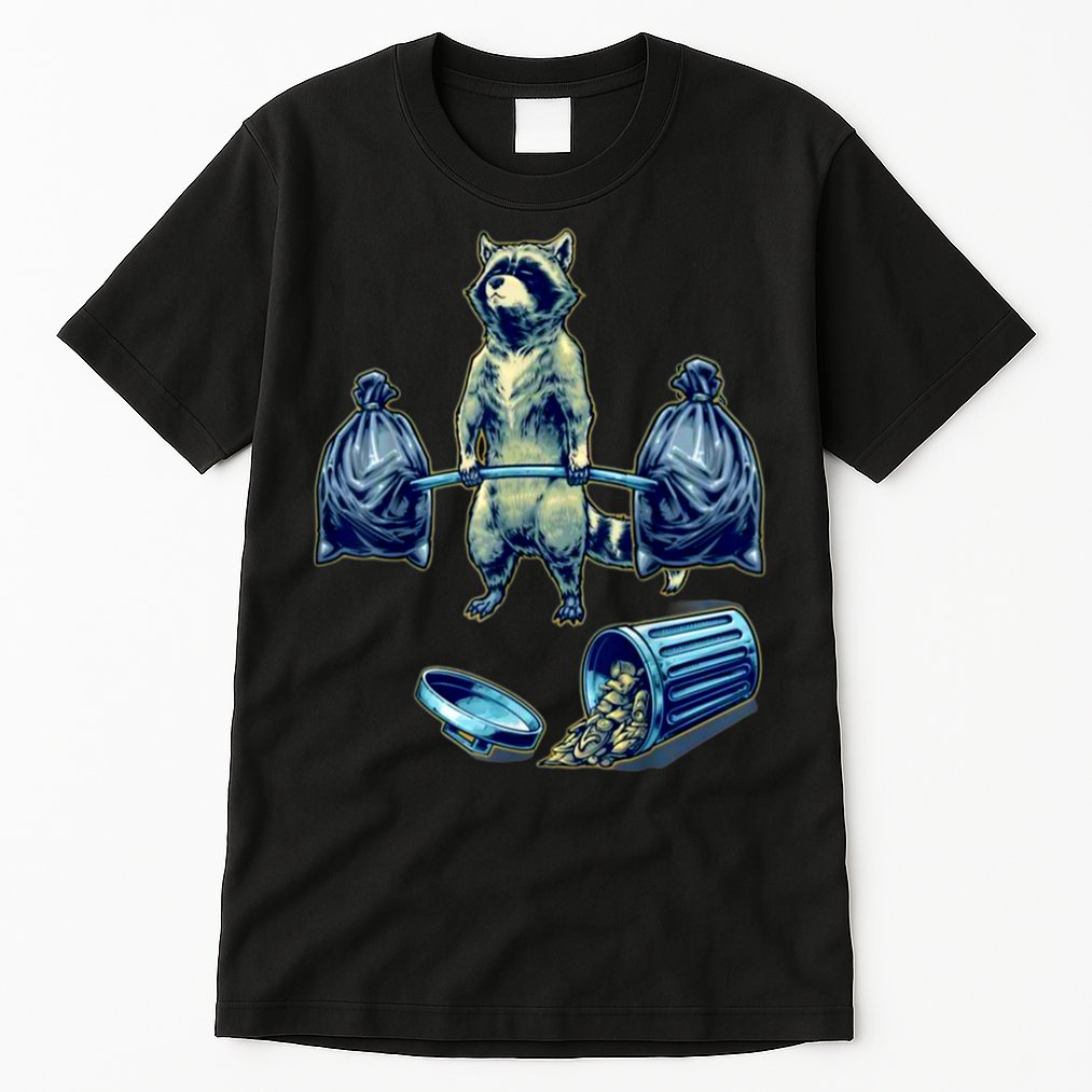 Deadlifting Raccoon Weightlifting Bodybuilding Fitness Gym Tall T-Shirt