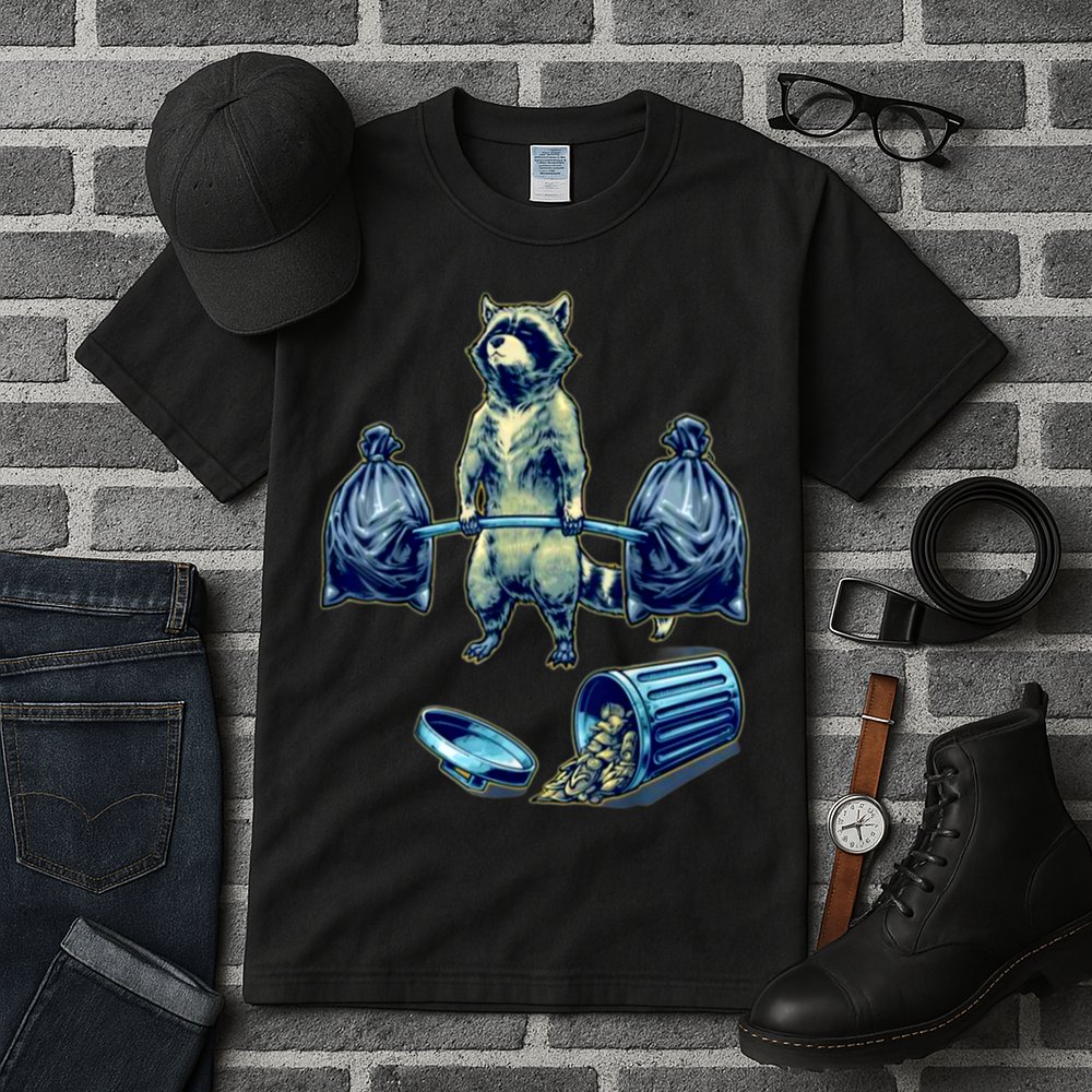 Deadlifting Raccoon Weightlifting Bodybuilding Fitness Gym Tall T-Shirt