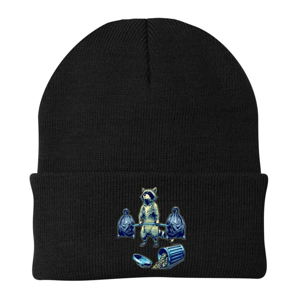 Deadlifting Raccoon Weightlifting Bodybuilding Fitness Gym Beanie