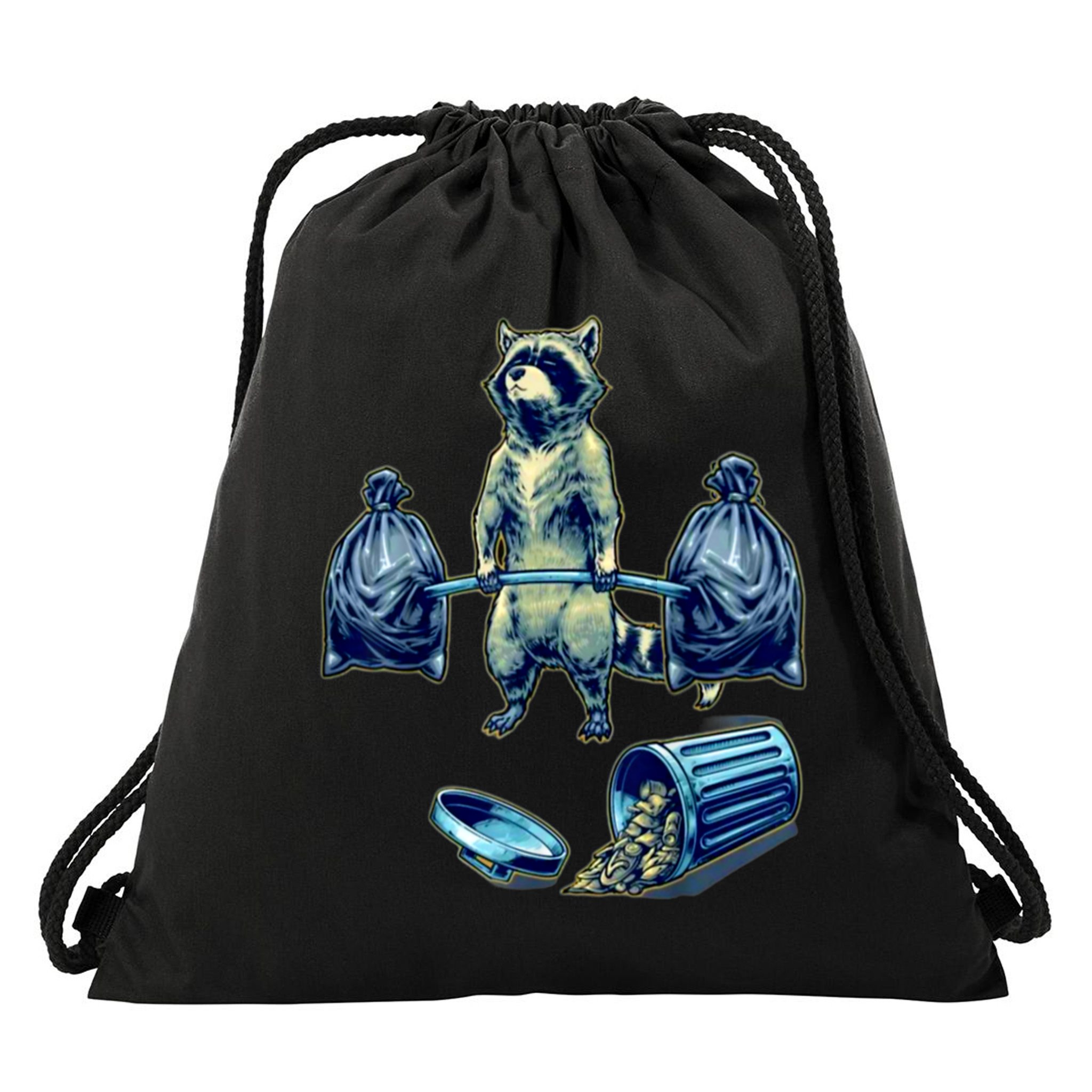 Deadlifting Raccoon Weightlifting Bodybuilding Fitness Gym Drawstring Bag
