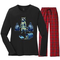 Deadlifting Raccoon Weightlifting Bodybuilding Fitness Gym Women's Long Sleeve Flannel Pajama Set 