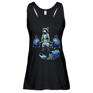 Deadlifting Raccoon Weightlifting Bodybuilding Fitness Gym Ladies Essential Flowy Tank