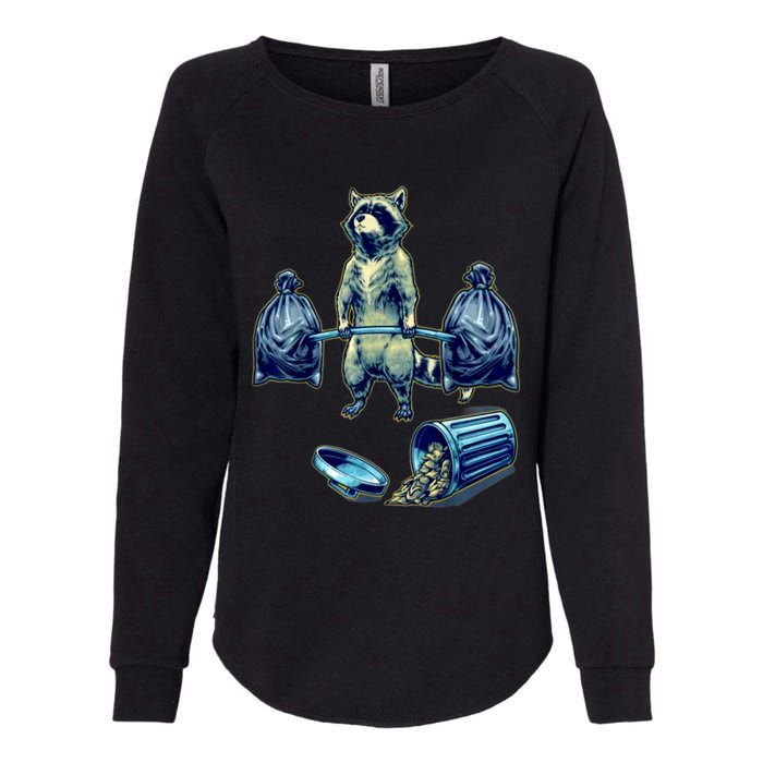 Deadlifting Raccoon Weightlifting Bodybuilding Fitness Gym Womens California Wash Sweatshirt