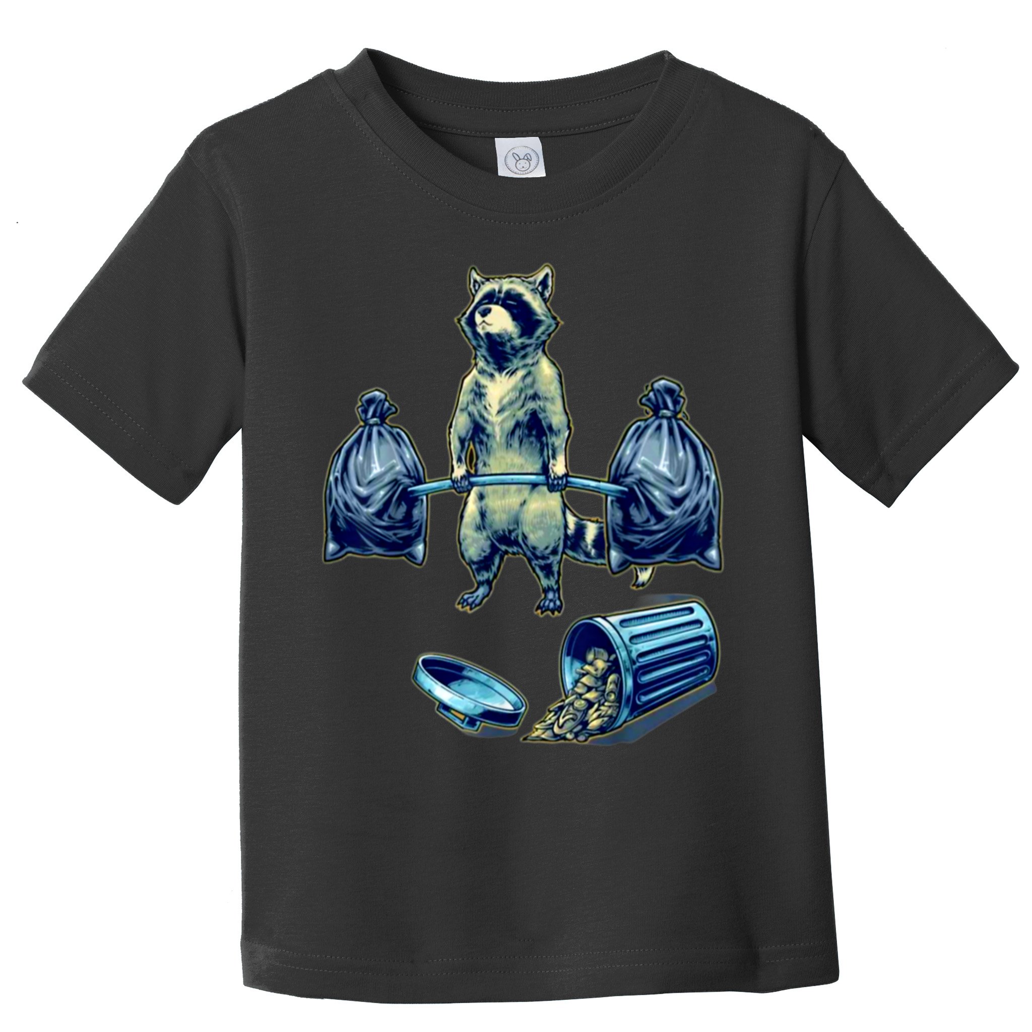 Deadlifting Raccoon Weightlifting Bodybuilding Fitness Gym Toddler T-Shirt