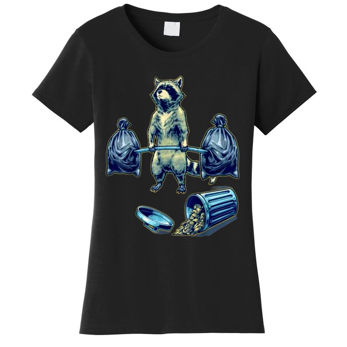 Deadlifting Raccoon Weightlifting Bodybuilding Fitness Gym Women's T-Shirt