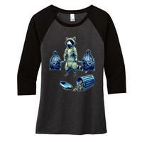 Deadlifting Raccoon Weightlifting Bodybuilding Fitness Gym Women's Tri-Blend 3/4-Sleeve Raglan Shirt