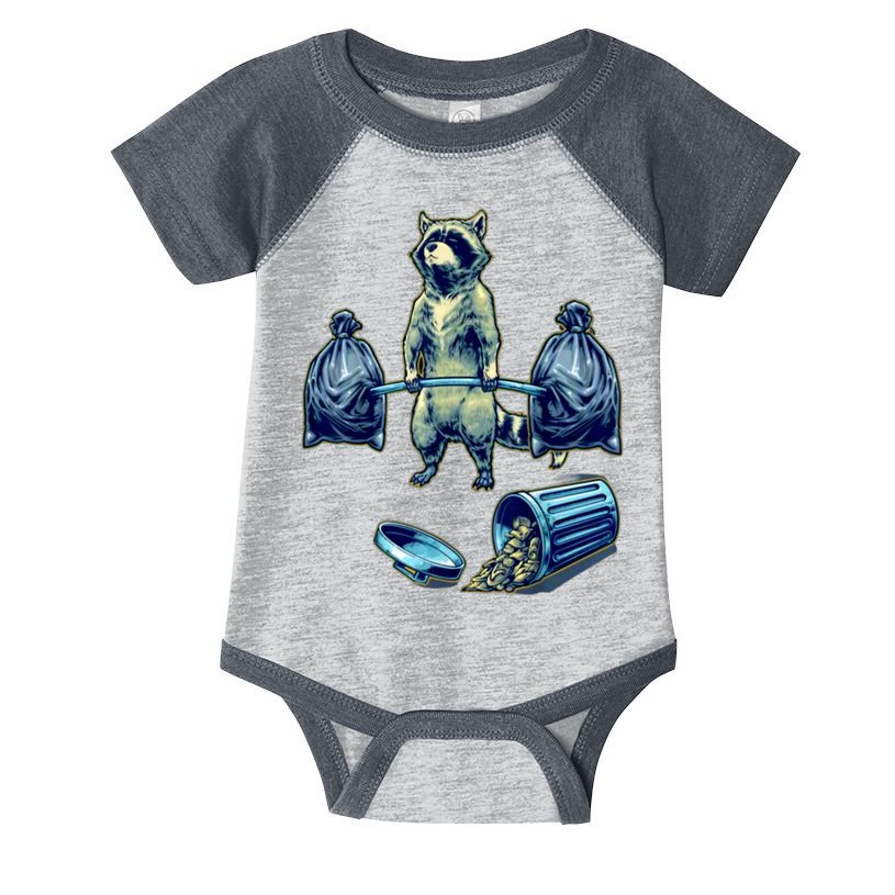 Deadlifting Raccoon Weightlifting Bodybuilding Fitness Gym Infant Baby Jersey Bodysuit