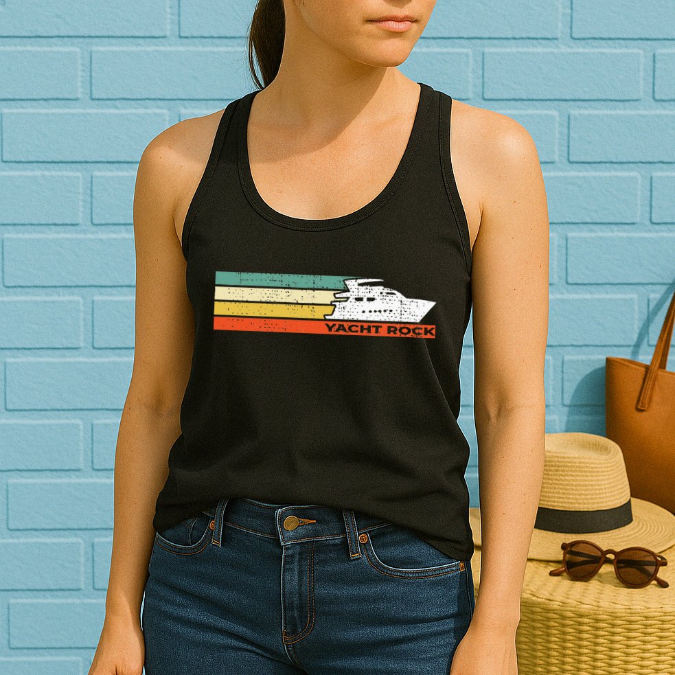 Distressed Retro Yacht Rock Womens Tank Top