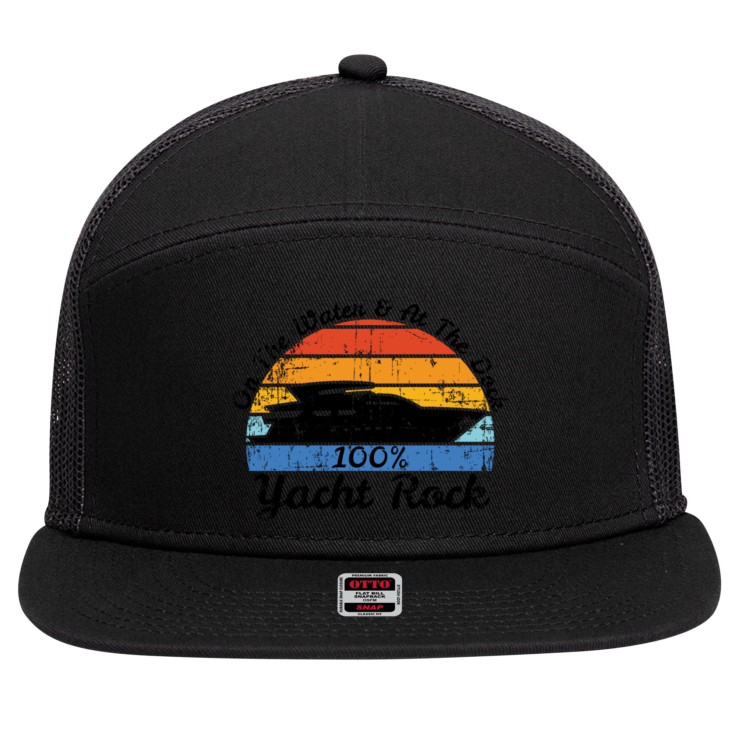 Distressed Retro Yacht Rock Gift 7 Panel Mesh Trucker Snapback Hat