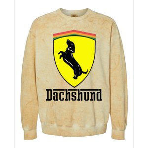 Dachshund Racing Yellow Colorblast Crewneck Sweatshirt