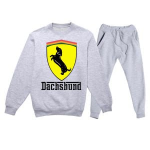 Dachshund Racing Yellow Premium Crewneck Sweatsuit Set