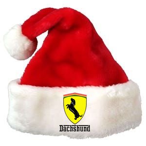 Dachshund Racing Yellow Premium Christmas Santa Hat