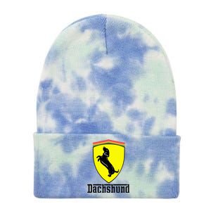 Dachshund Racing Yellow Tie Dye 12in Knit Beanie