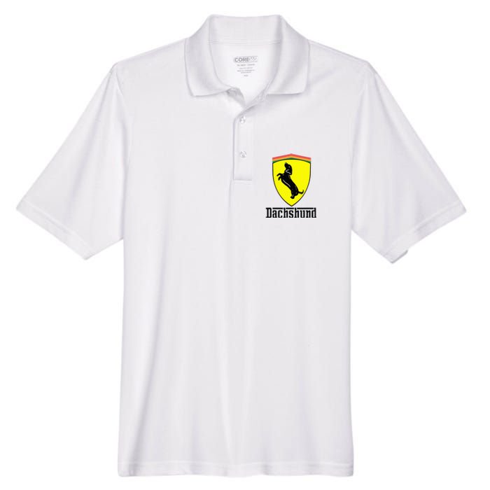 Dachshund Racing Yellow Men's Origin Performance Pique Polo