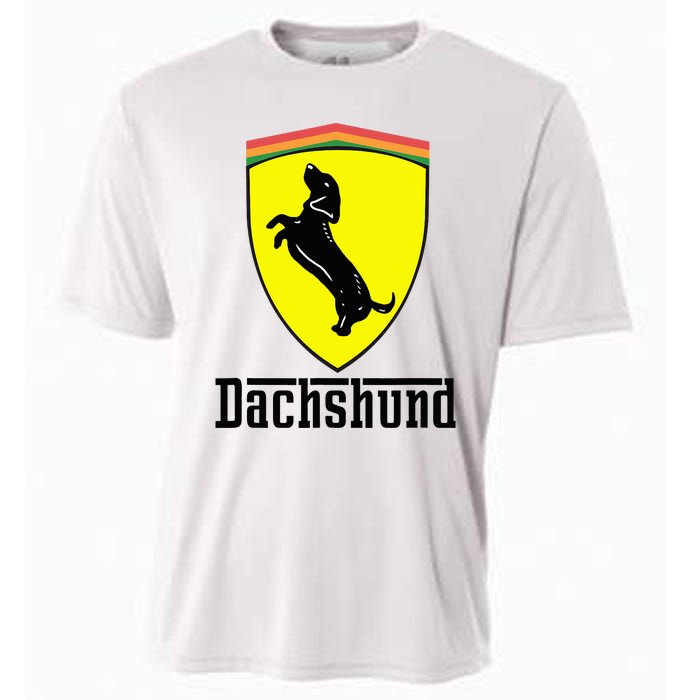 Dachshund Racing Yellow Cooling Performance Crew T-Shirt