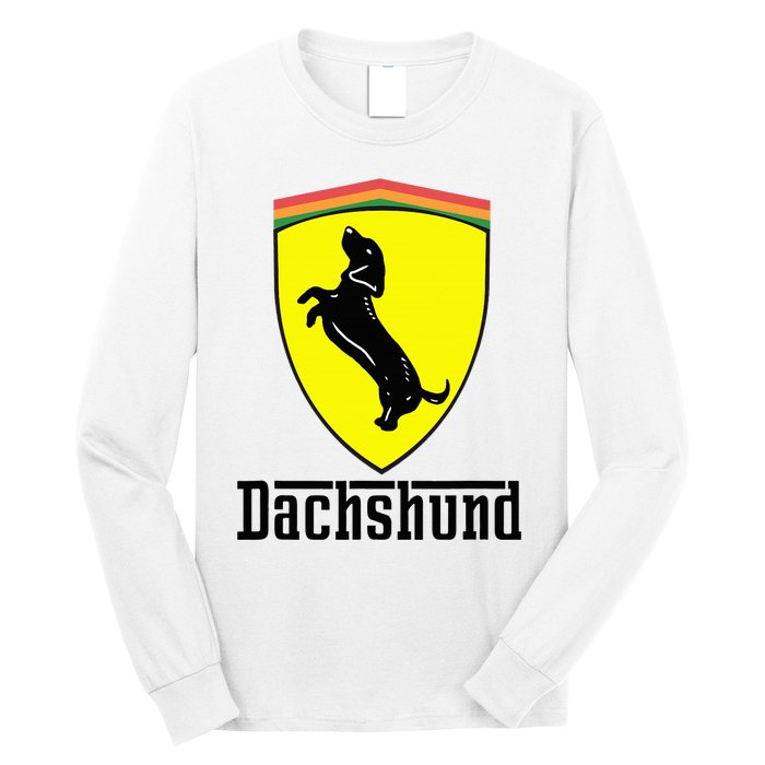 Dachshund Racing Yellow Long Sleeve Shirt